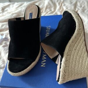 Stuart Weitzman Marabella Wedge Slide Sandals Blk